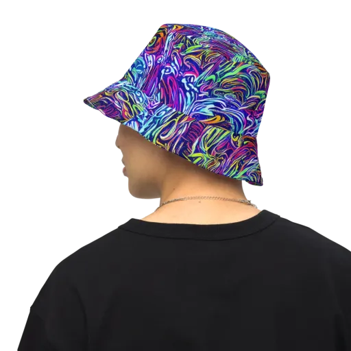 Limefire Labyrinth on a Reversible Bucket Hat