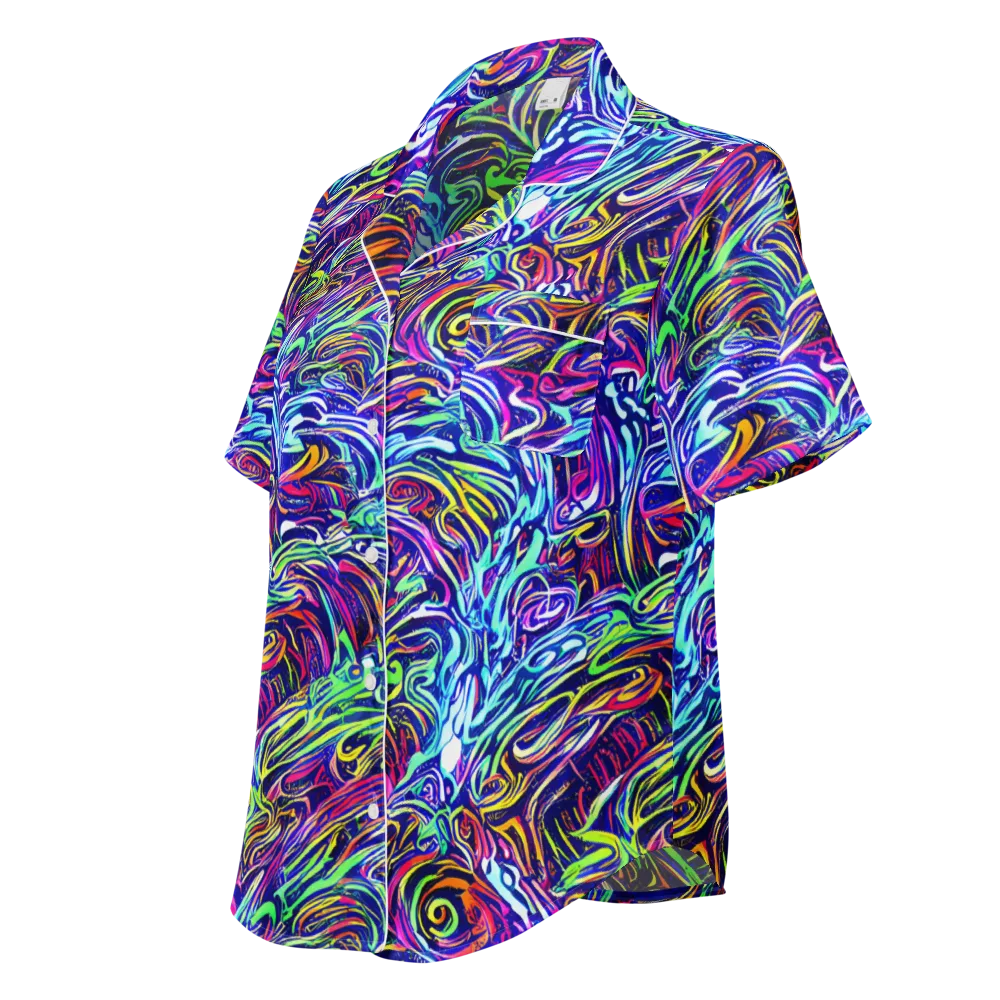 Limefire Labyrinth on Women's Short Sleeve Pajama Top — Left Front
