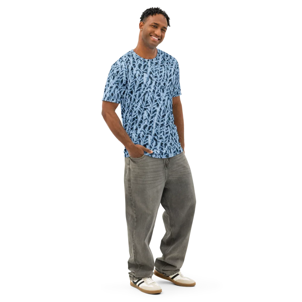 Frosted Fern on Men's Cotton Crew Neck T-Shirt — Right Front