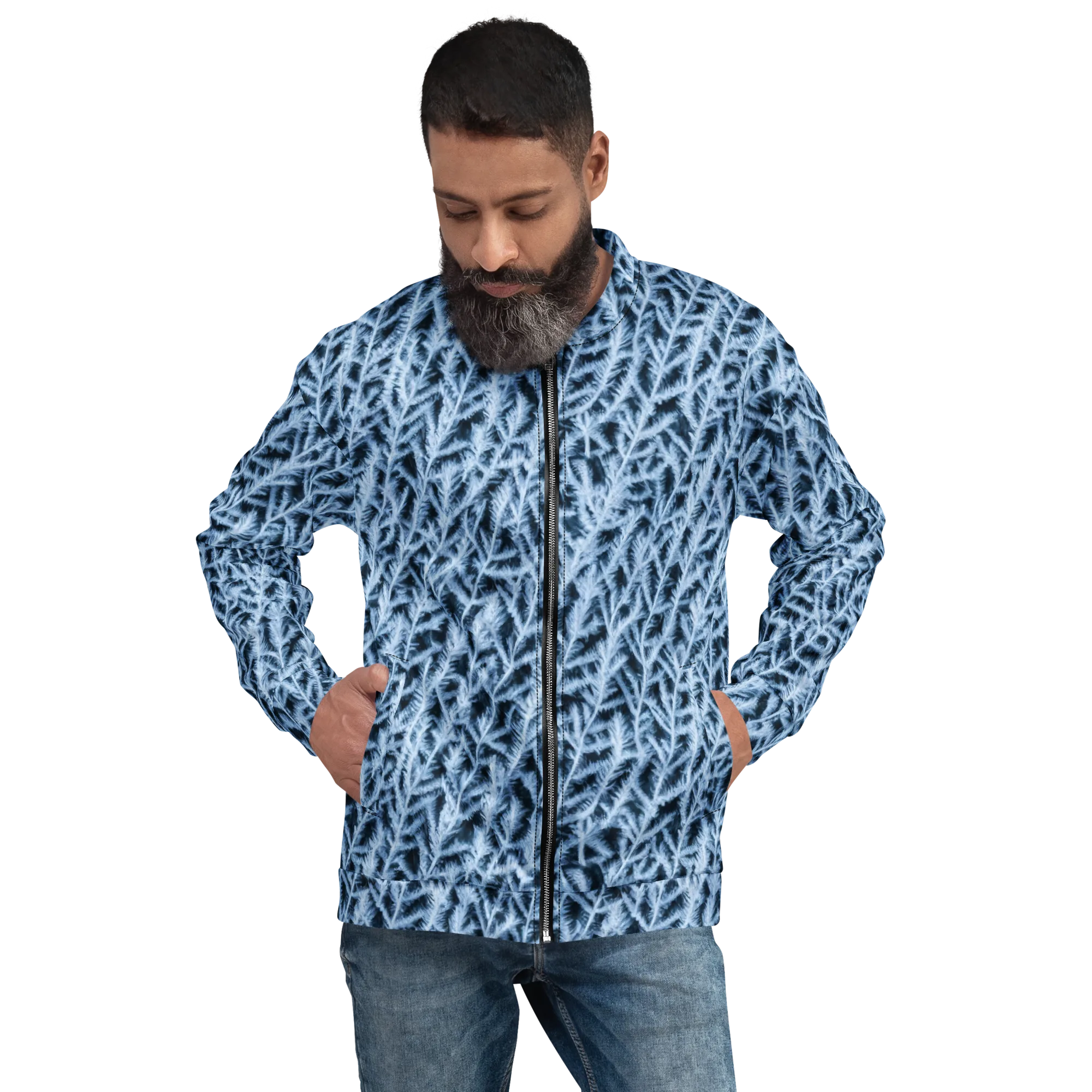 Frosted Fern on Bomber Jacket — Front