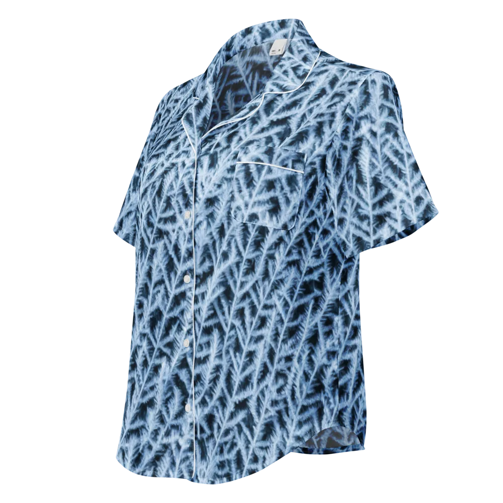 Frosted Fern on Women's Short Sleeve Pajama Top — Left Front