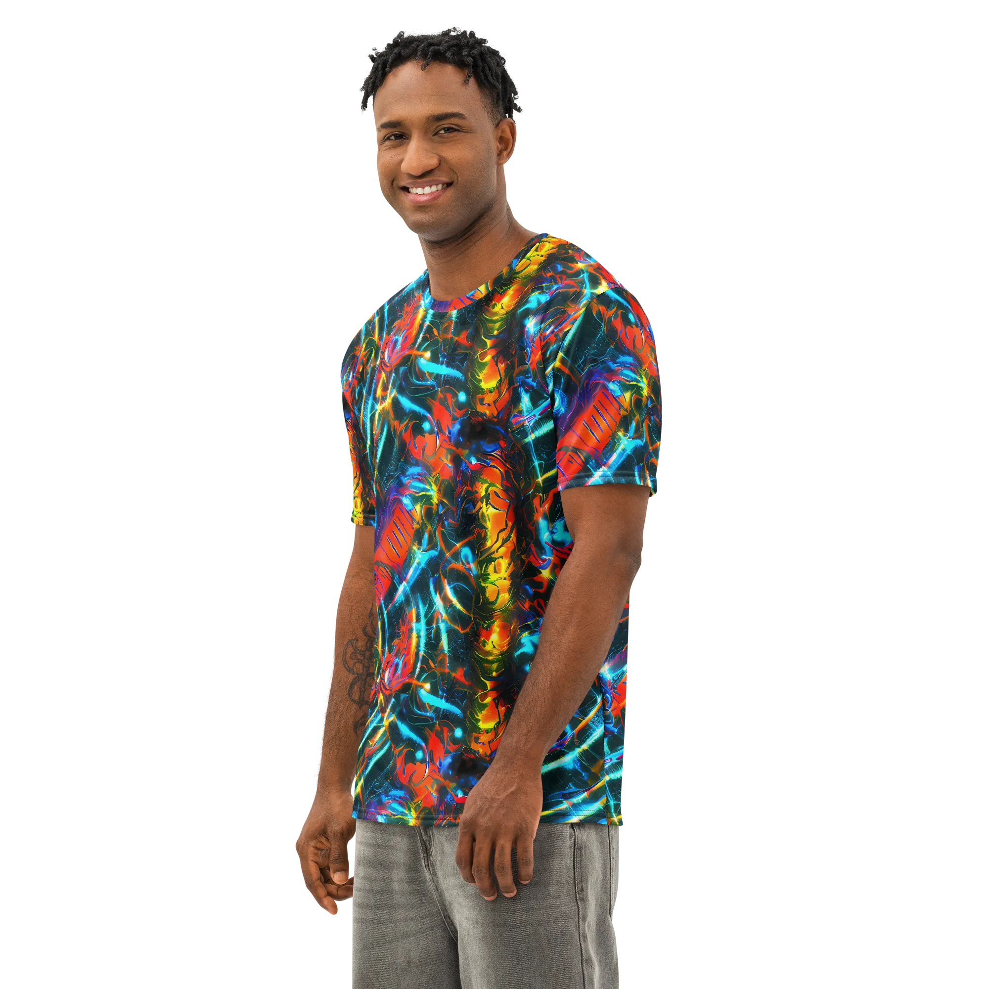 Spectrum Ignition on Men's Cotton Crew Neck T-Shirt — Left Front