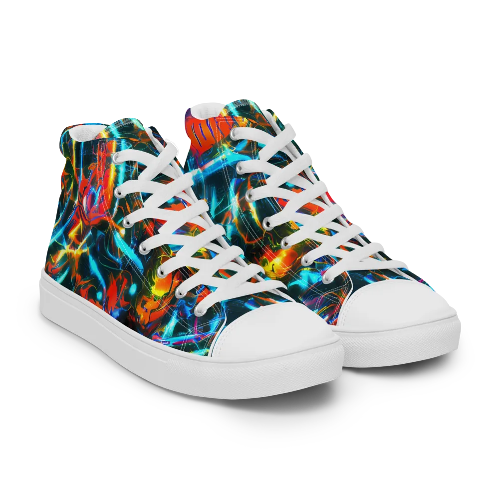 Spectrum Ignition on Men's High Top Canvas Shoes — Right Front