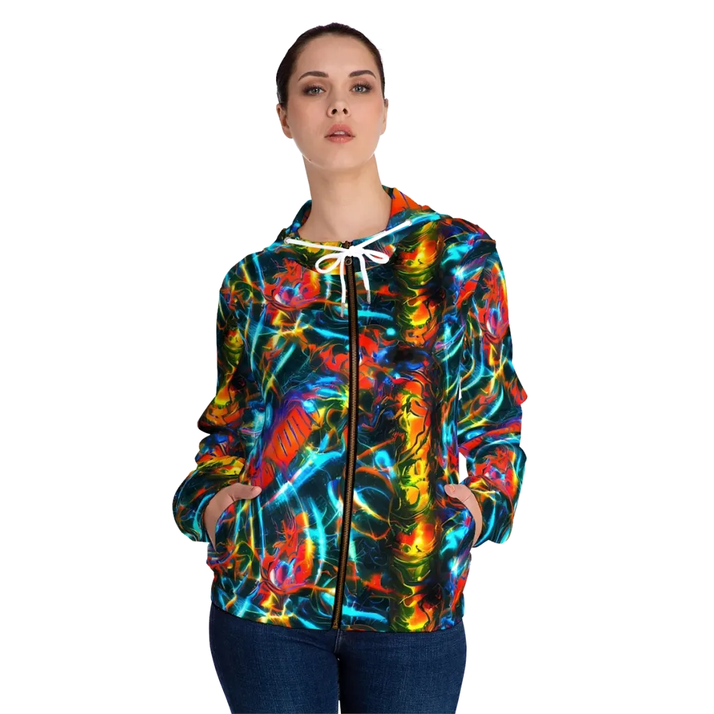 Spectrum Ignition on Women's Full-Zip Hoodie — Front On Person