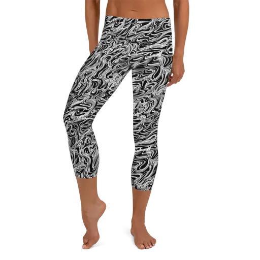White Noise Waves on a Capri Leggings