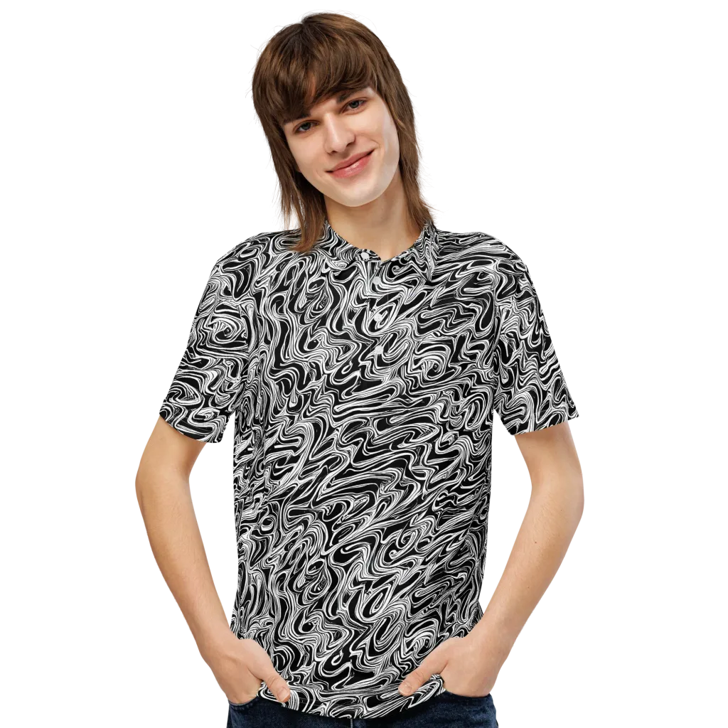 White Noise Waves on Men's Slim Fit Polo Shirt — Front