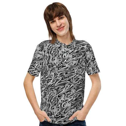 White Noise Waves on a Men's Slim Fit Polo Shirt