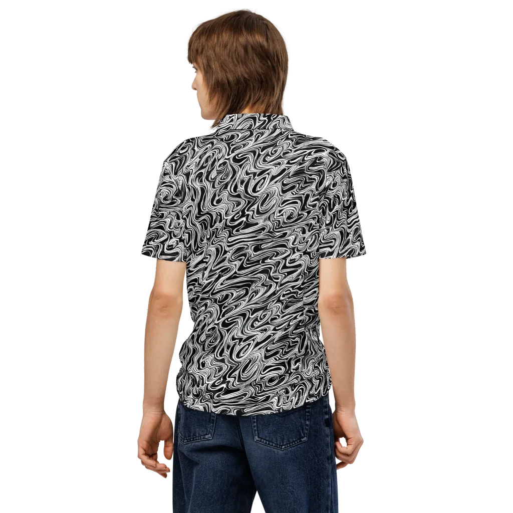 White Noise Waves on Men's Slim Fit Polo Shirt — Back