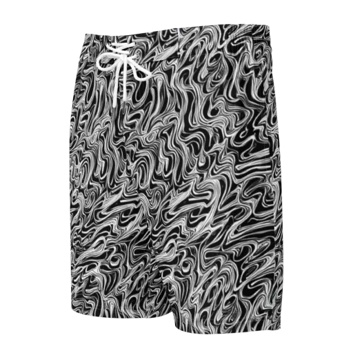 White Noise Waves on a Men's Board Shorts