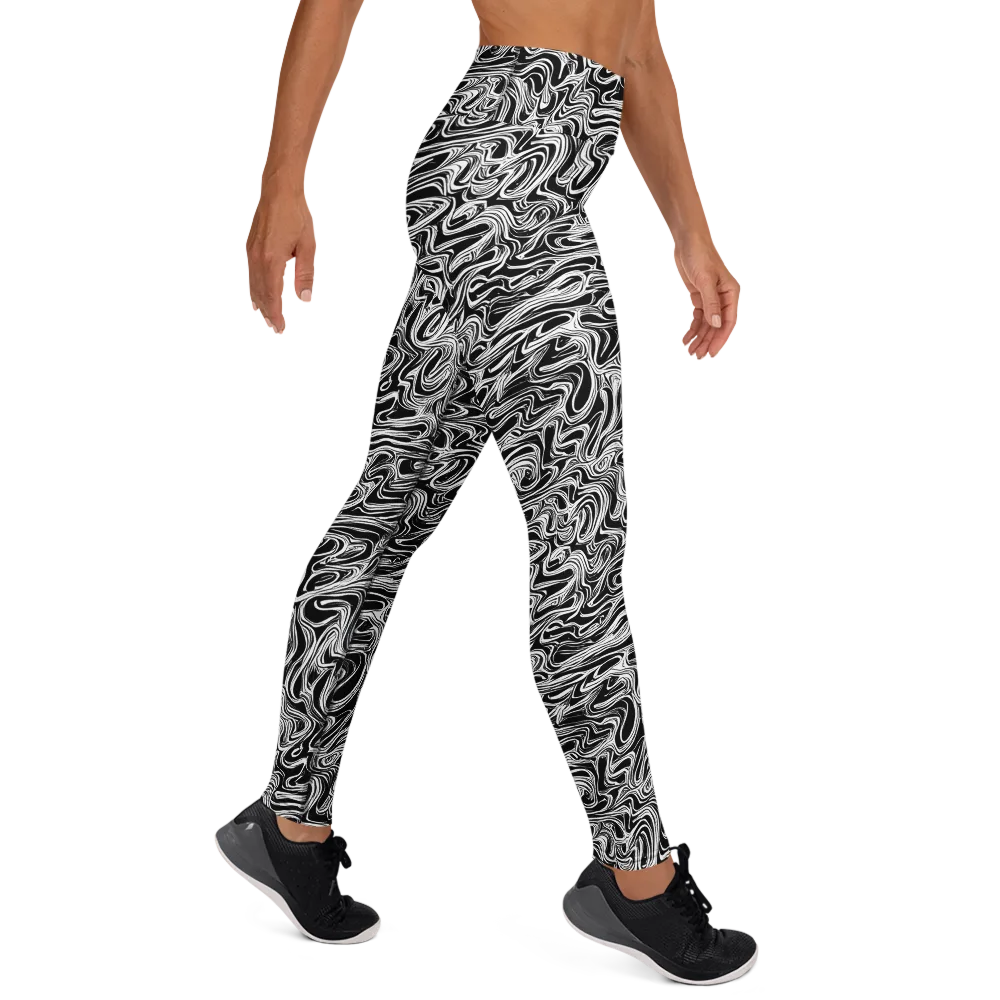 White Noise Waves on Yoga Leggings — Right