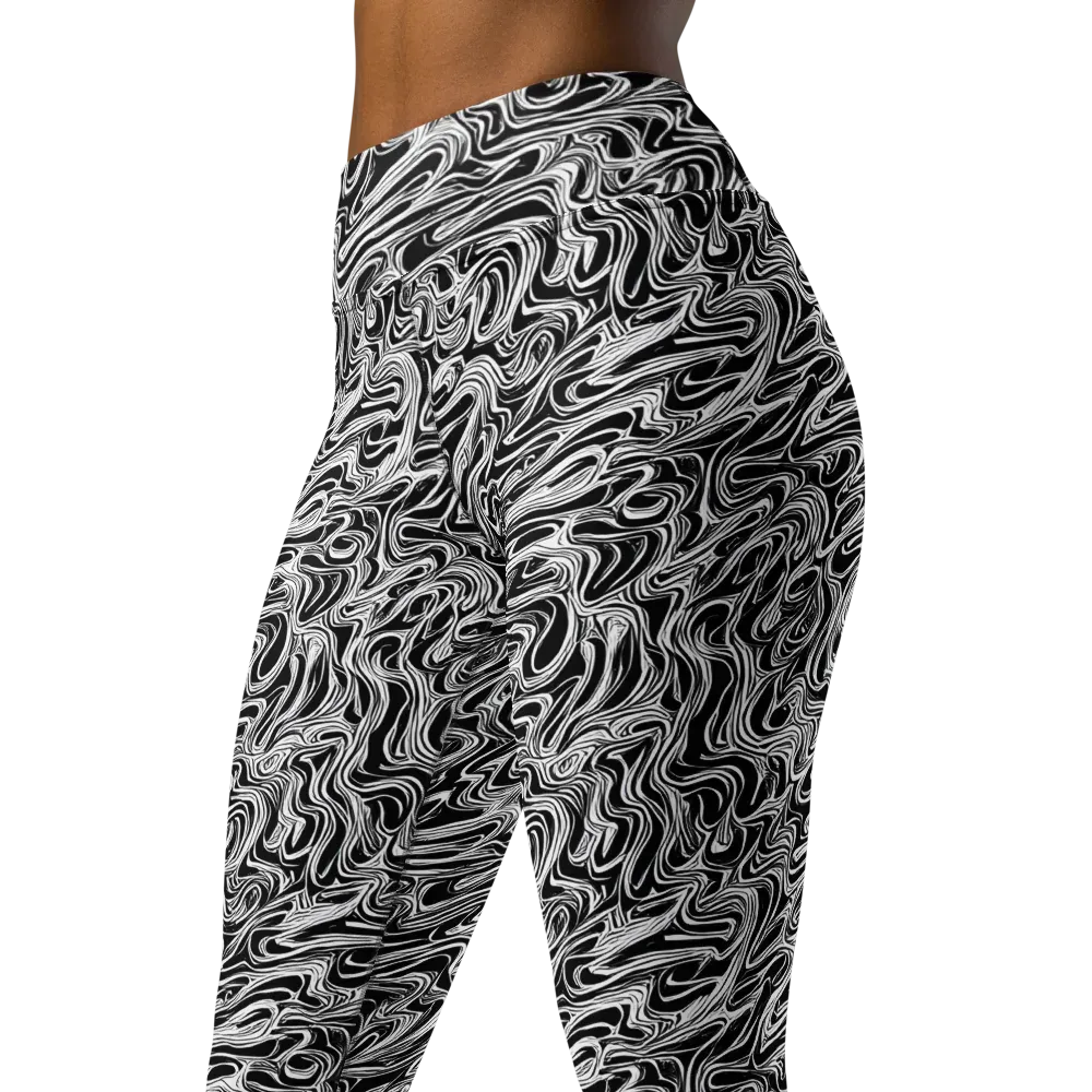 White Noise Waves on Yoga Leggings — Left Front