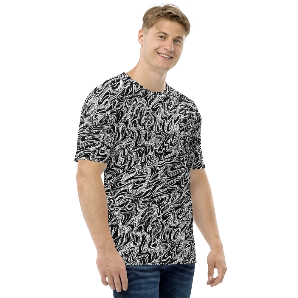 White Noise Waves on Men's Crew Neck T-Shirt — Right