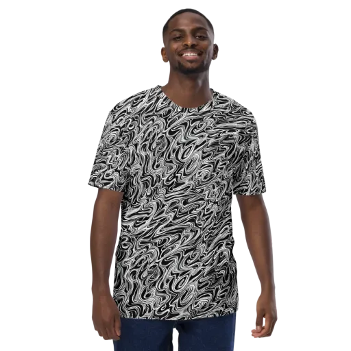White Noise Waves on a Men's Crew Neck T-Shirt