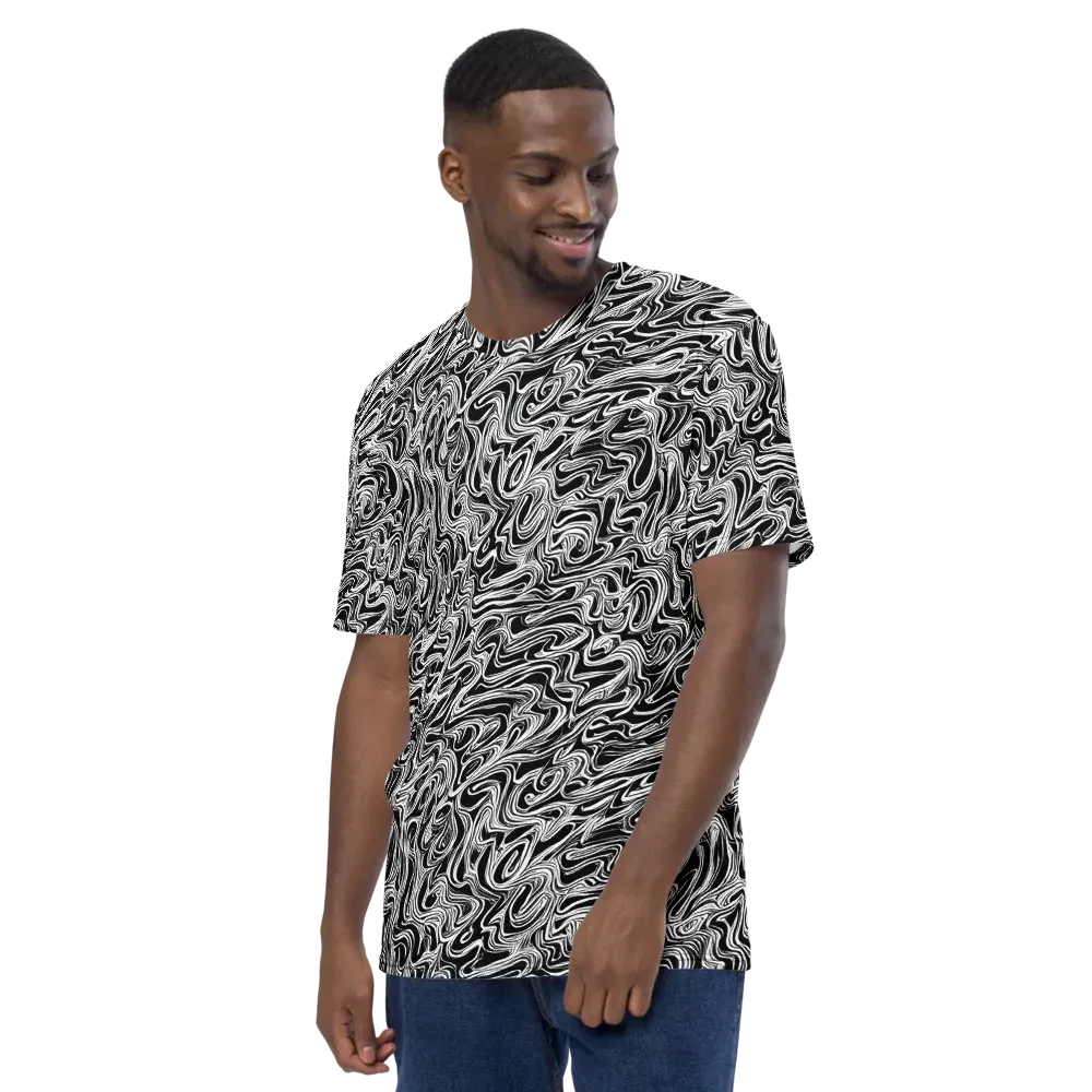White Noise Waves on Men's Crew Neck T-Shirt — Left