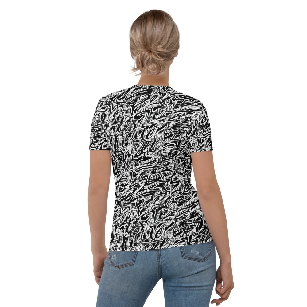 White Noise Waves on Women's Crew Neck T-Shirt — Back
