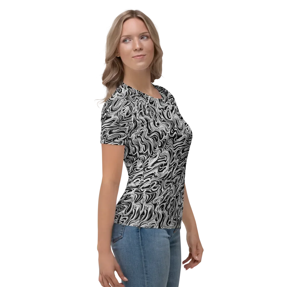 White Noise Waves on Women's Crew Neck T-Shirt — Right