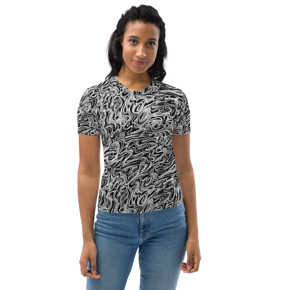 White Noise Waves on Women's Crew Neck T-Shirt — Front