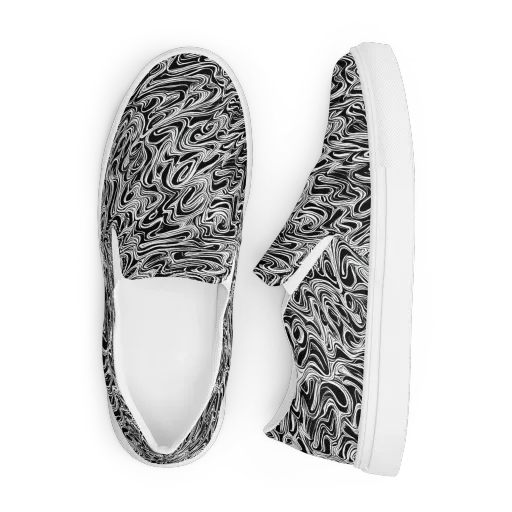 White Noise Waves on a Men's Slip-On Canvas Shoes