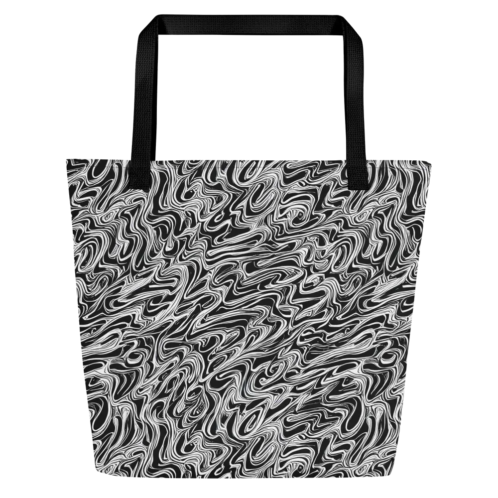 White Noise Waves on Large Tote Bag W/ Pocket — Front