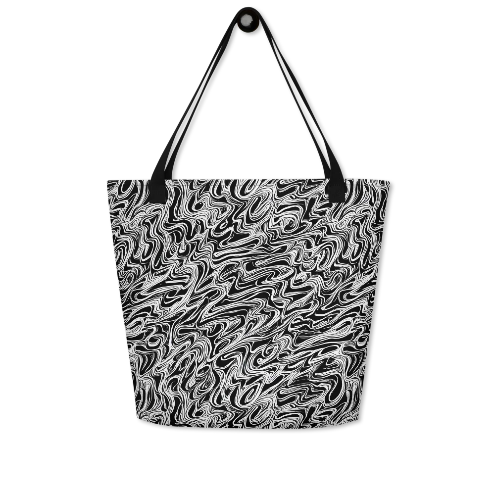 White Noise Waves on Large Tote Bag W/ Pocket — Front