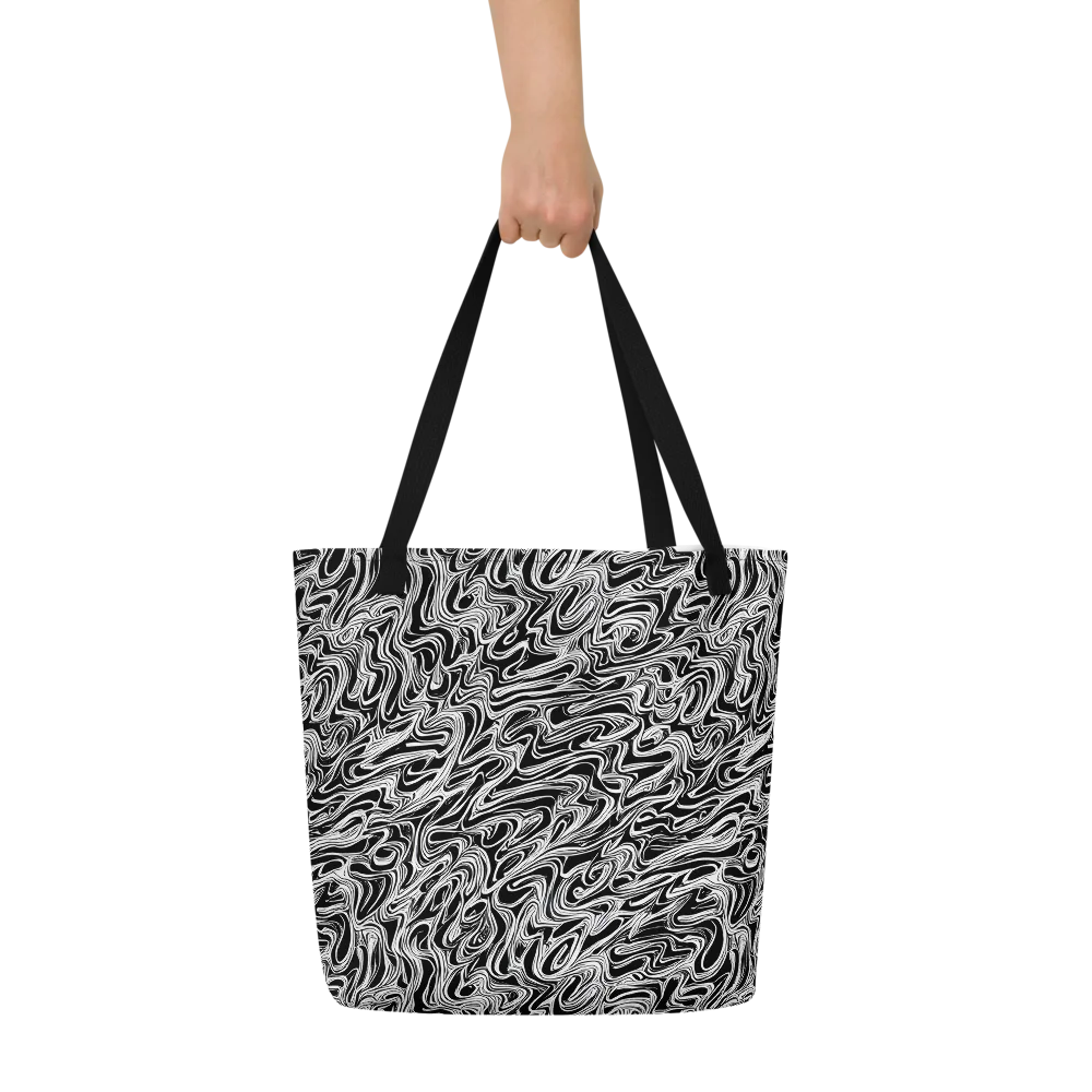 White Noise Waves on Large Tote Bag W/ Pocket — Front