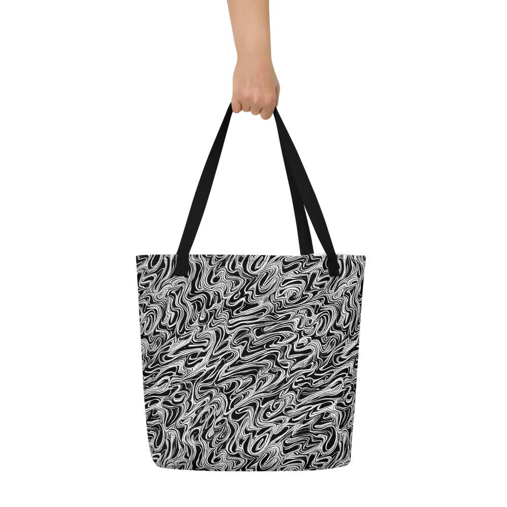White Noise Waves on Large Tote Bag W/ Pocket — Front