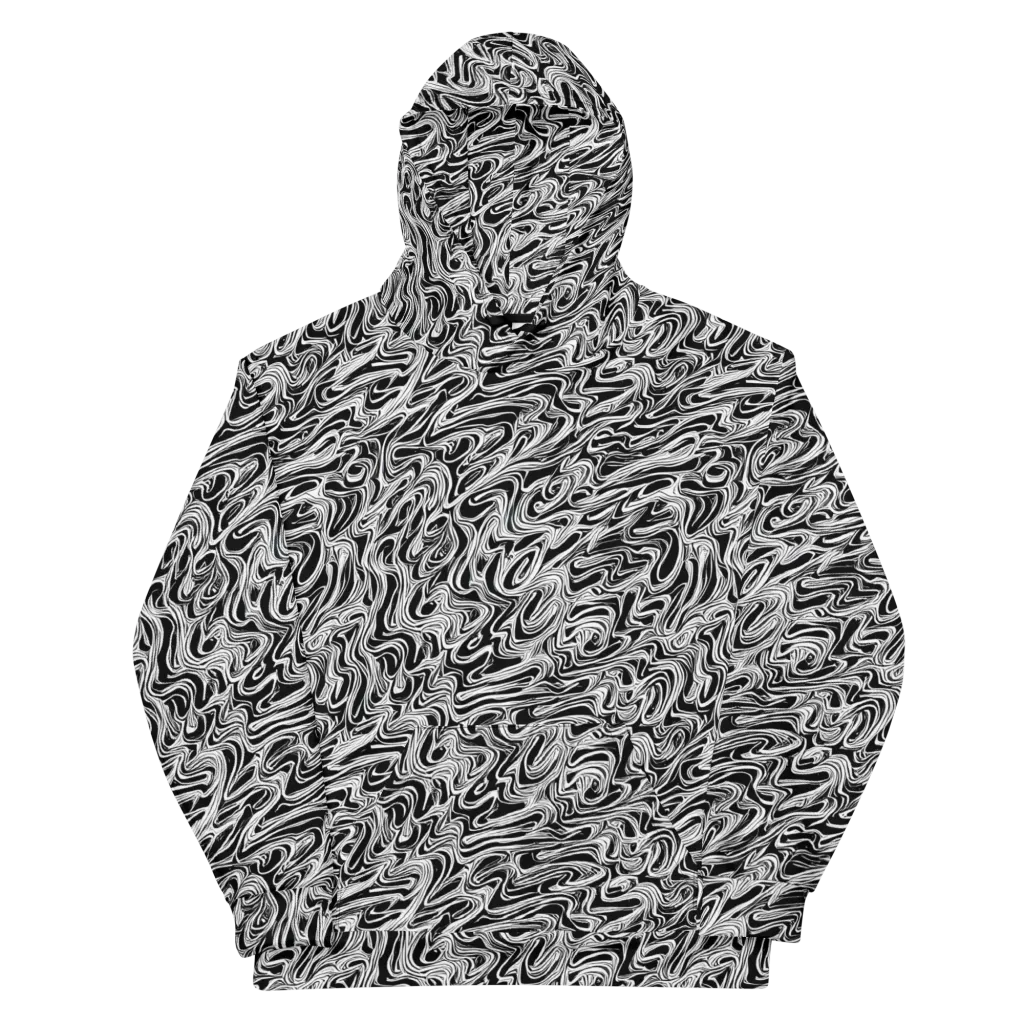 White Noise Waves on Cotton Hoodie — Front