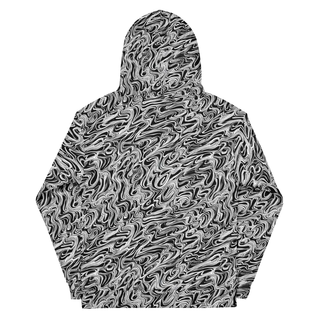 White Noise Waves on Cotton Hoodie — Back