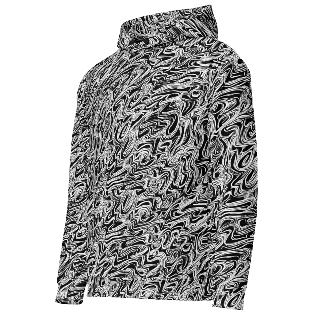 White Noise Waves on Cotton Hoodie — Left Front