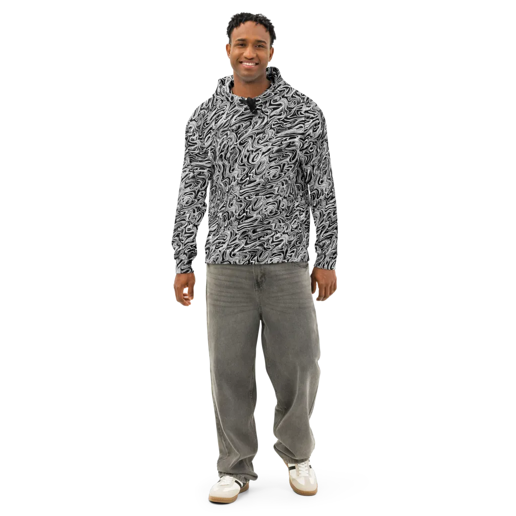 White Noise Waves on Cotton Hoodie — Front
