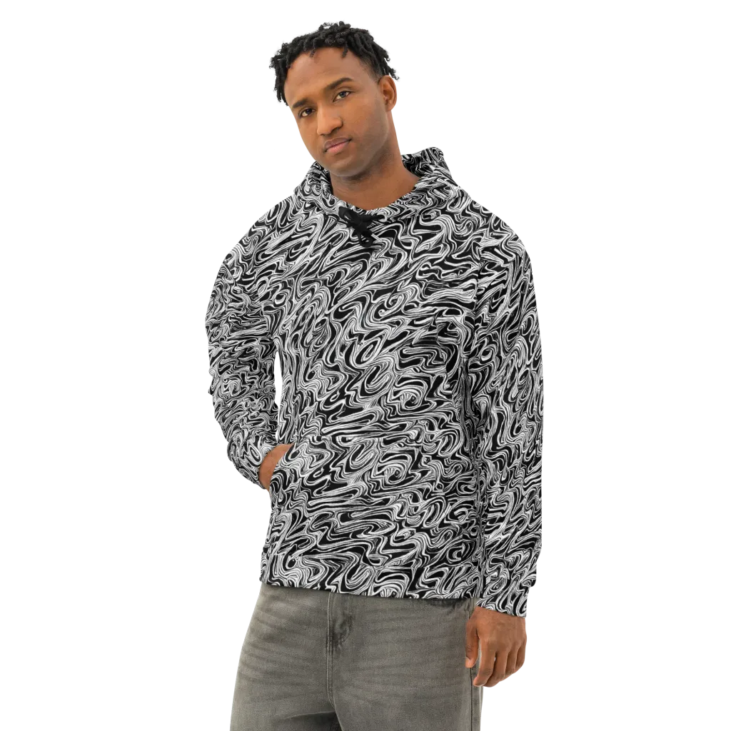 White Noise Waves on Cotton Hoodie — Left Front