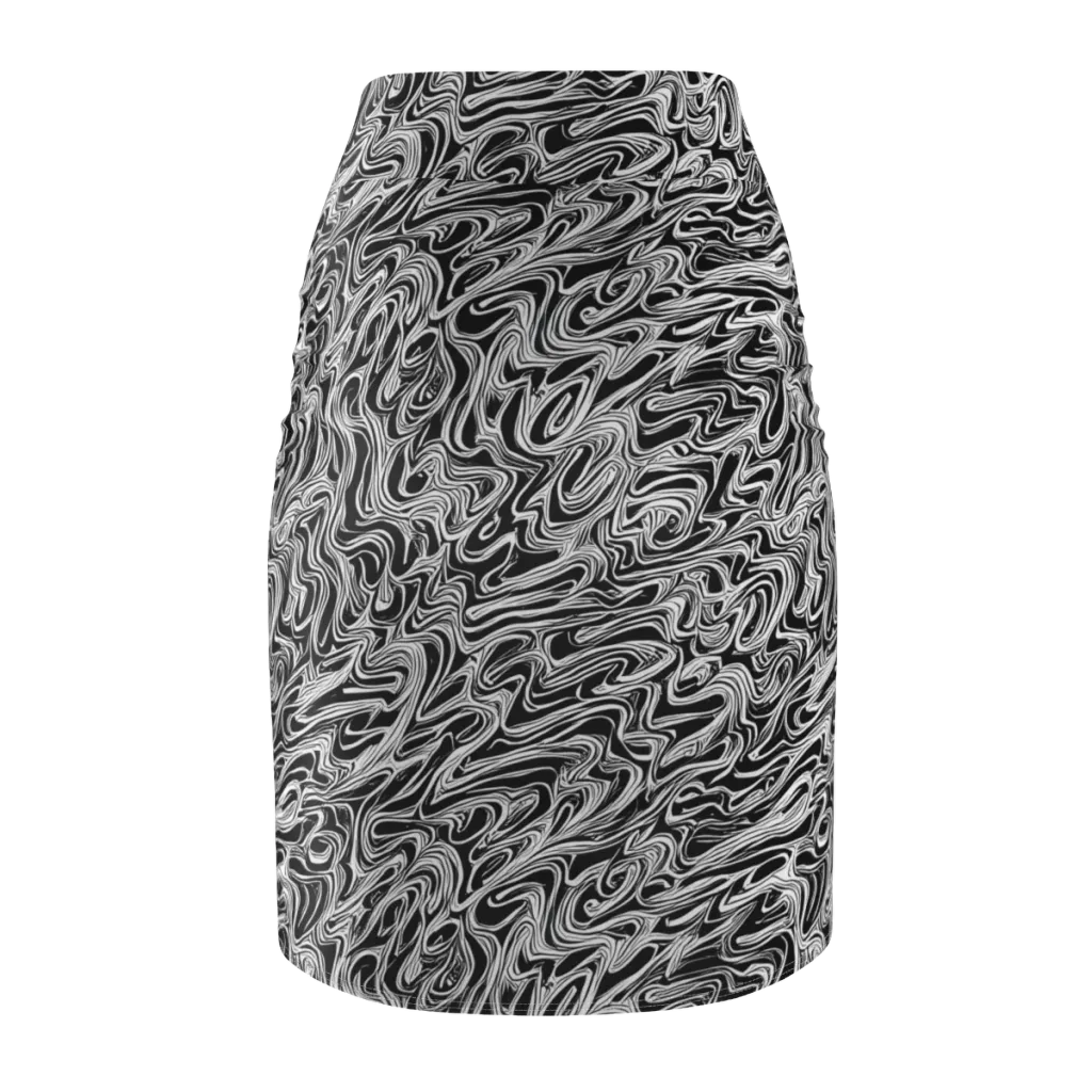White Noise Waves on Pencil Skirt — Back