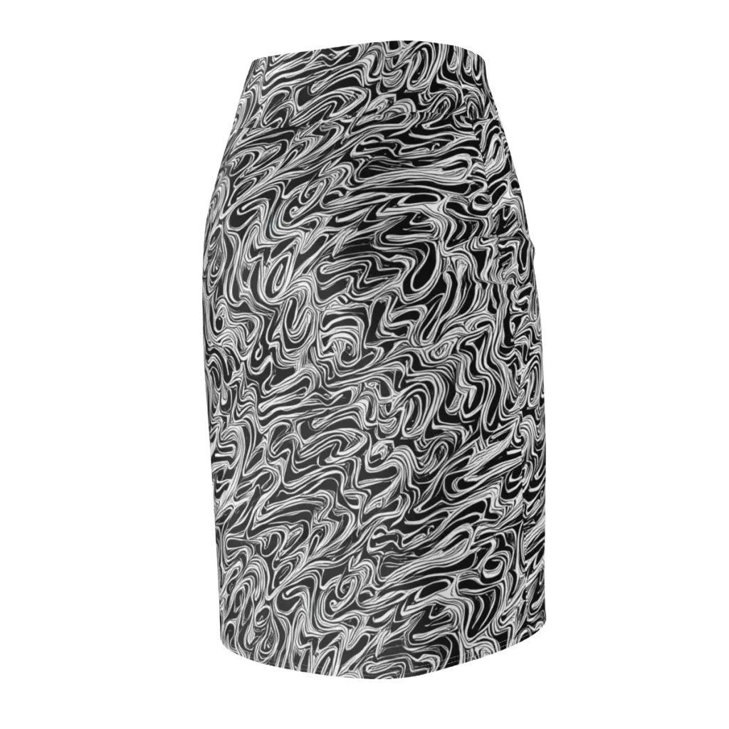 White Noise Waves on Pencil Skirt — Back Side