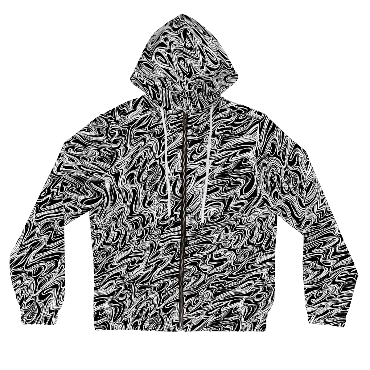 White Noise Waves on Women's Full-Zip Hoodie — Front