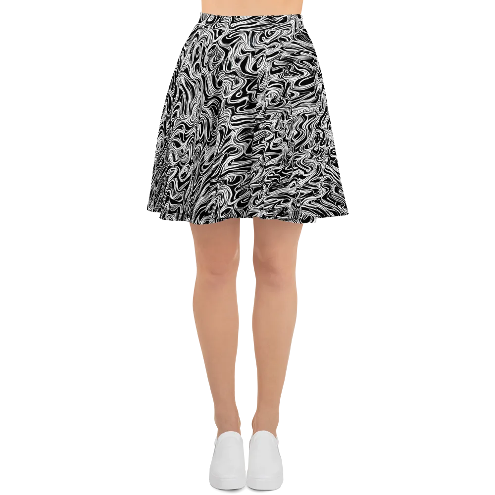 White Noise Waves on Skater Skirt — Front