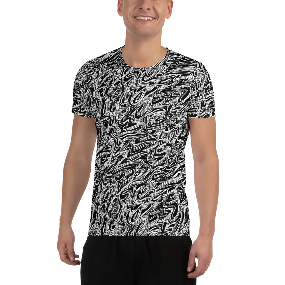 White Noise Waves on Men's Athletic T-Shirt — Front