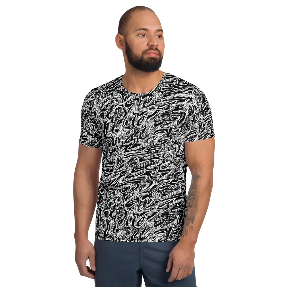 White Noise Waves on Men's Athletic T-Shirt — Front