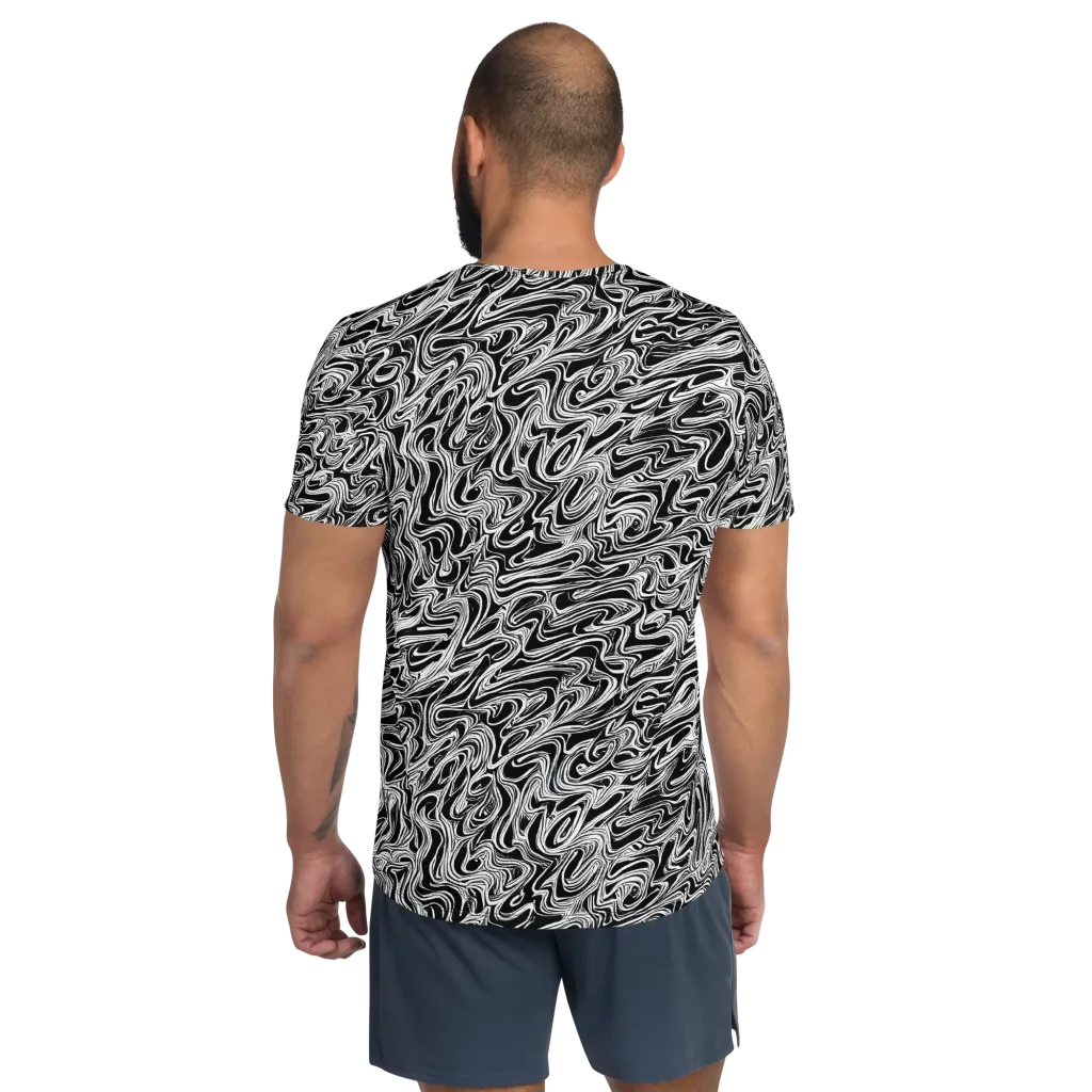 White Noise Waves on Men's Athletic T-Shirt — Back