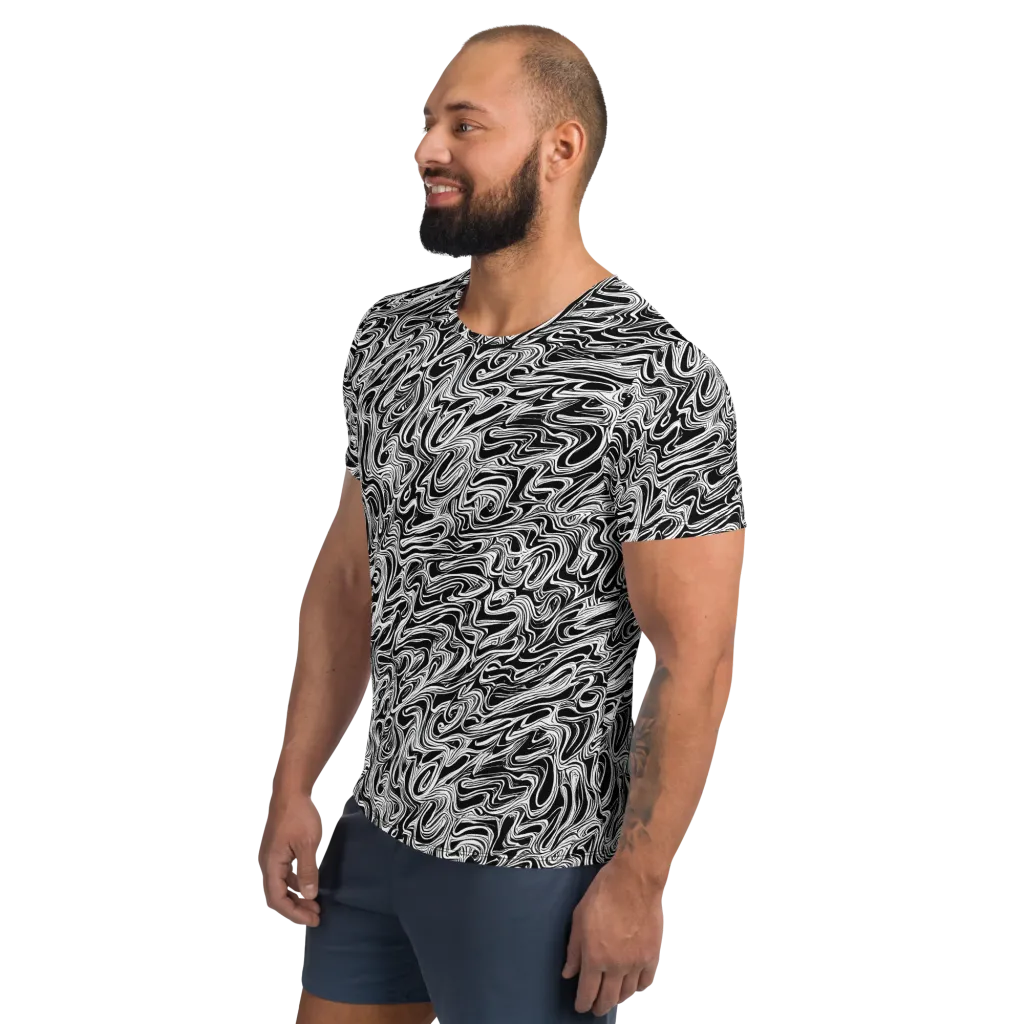 White Noise Waves on Men's Athletic T-Shirt — Left