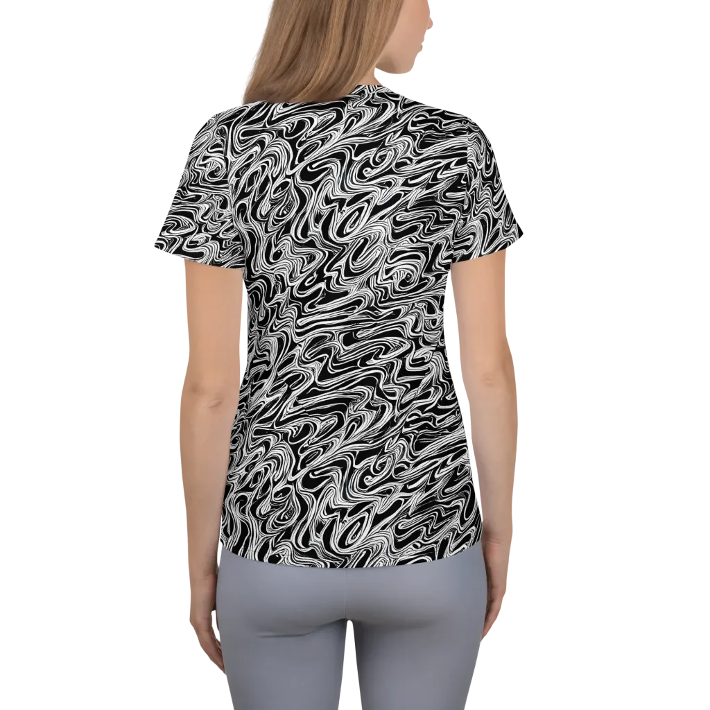 White Noise Waves on Women's Athletic T-Shirt — Back