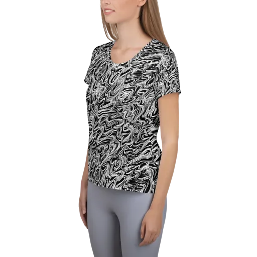 White Noise Waves on a Women's Athletic T-Shirt