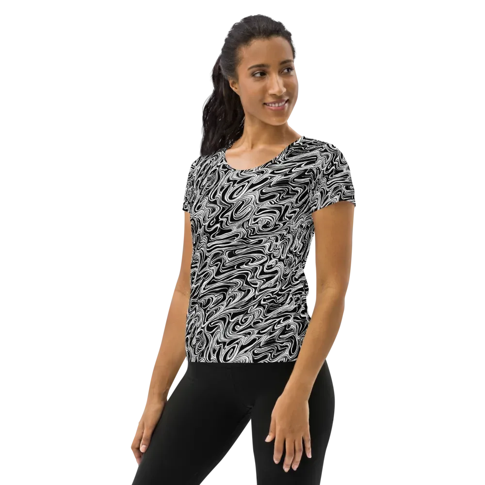 White Noise Waves on Women's Athletic T-Shirt — Left