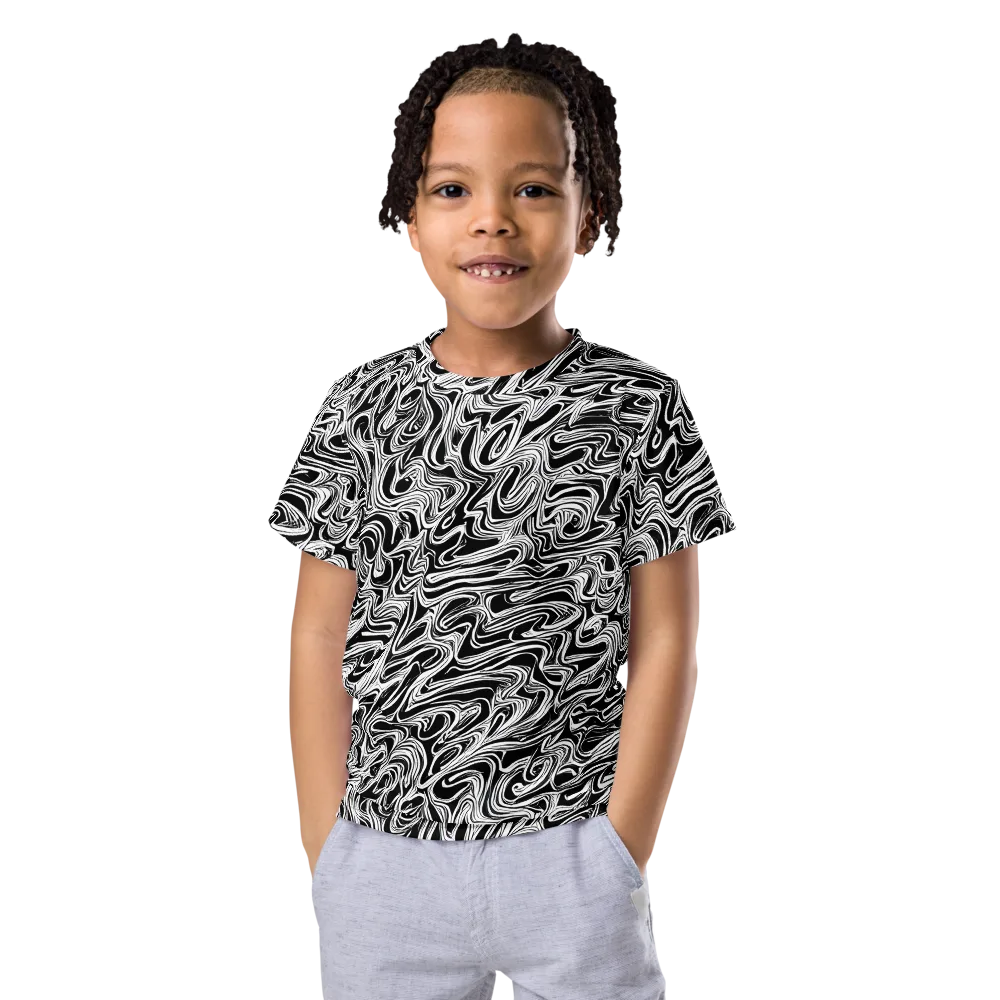 White Noise Waves on Kids Crew Neck T-Shirt — Front