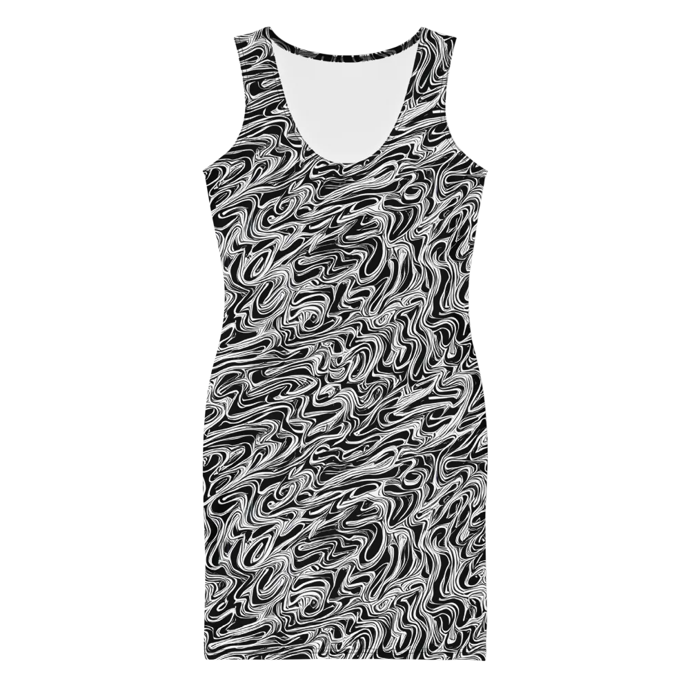 White Noise Waves on Bodycon Dress — Front
