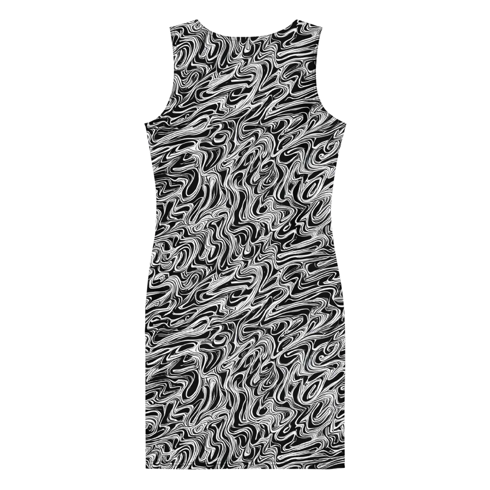 White Noise Waves on Bodycon Dress — Back