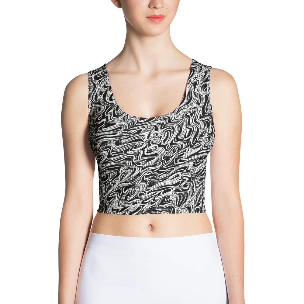White Noise Waves on Crop Top — Front