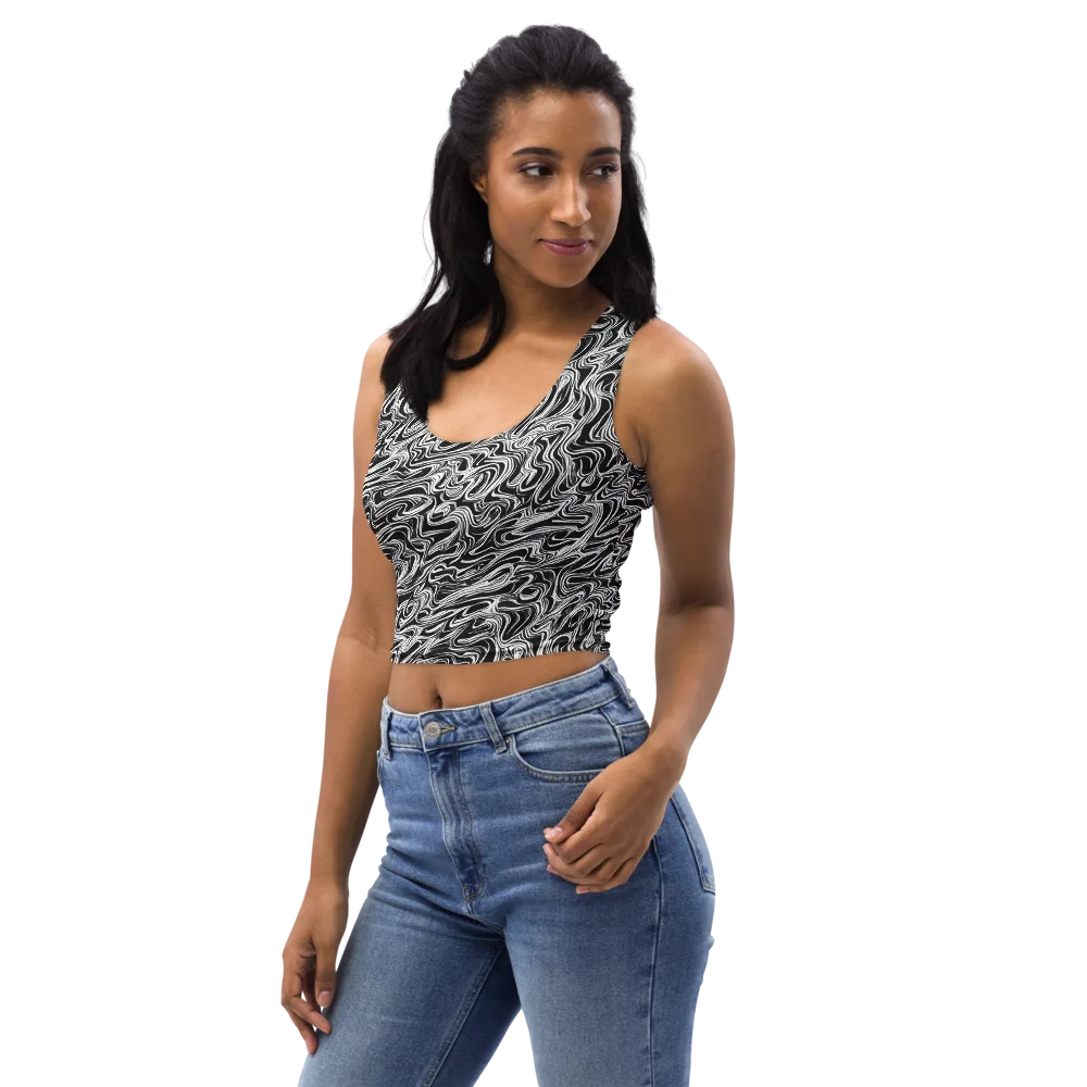 White Noise Waves on Crop Top — Left Front