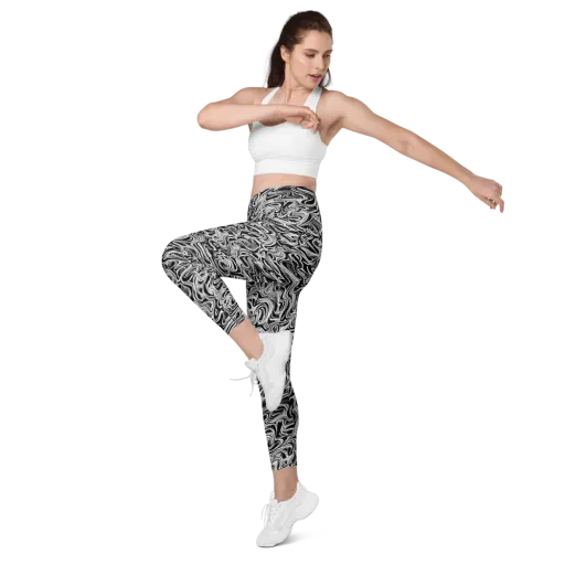 White Noise Waves on a Leggings with Pockets