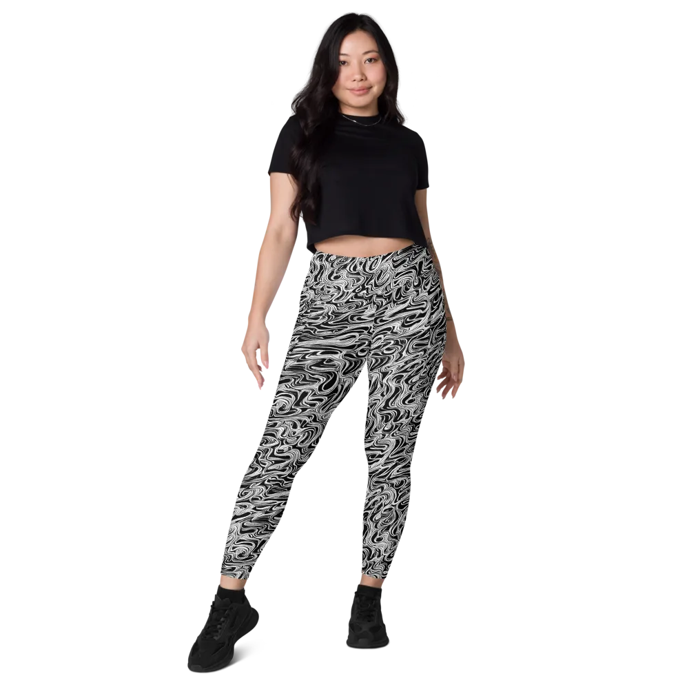 White Noise Waves on Leggings with Pockets — Front