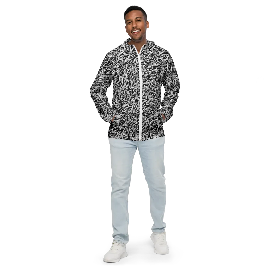 White Noise Waves on Men's Windbreaker — Front